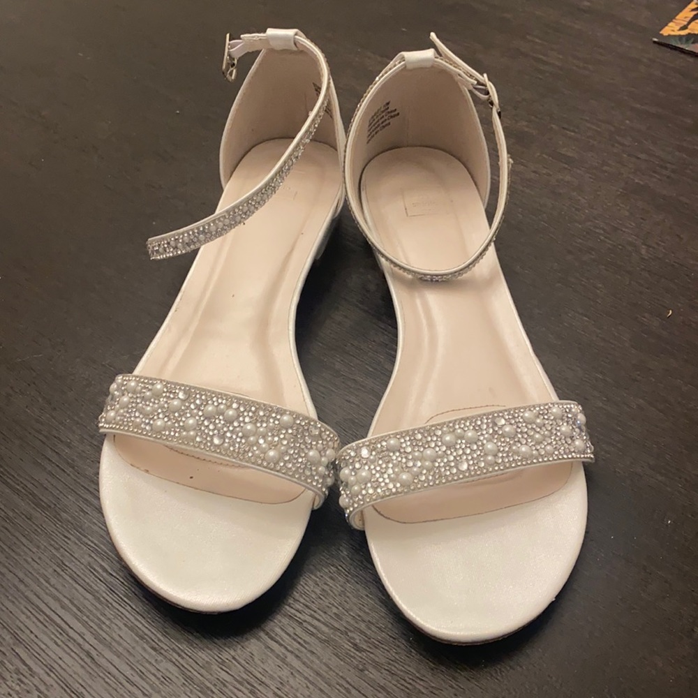Embellished White Sandals